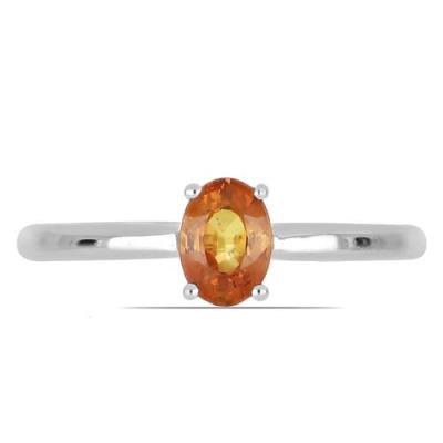 BUY NATURAL ORANGE SAPPHIRE GEMSTONE RING IN 925 SILVER